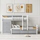 preview thumbnail 3 of 6, Twin Over Twin Low Bunk Bed with Storage Drawers & Ladder, Grey