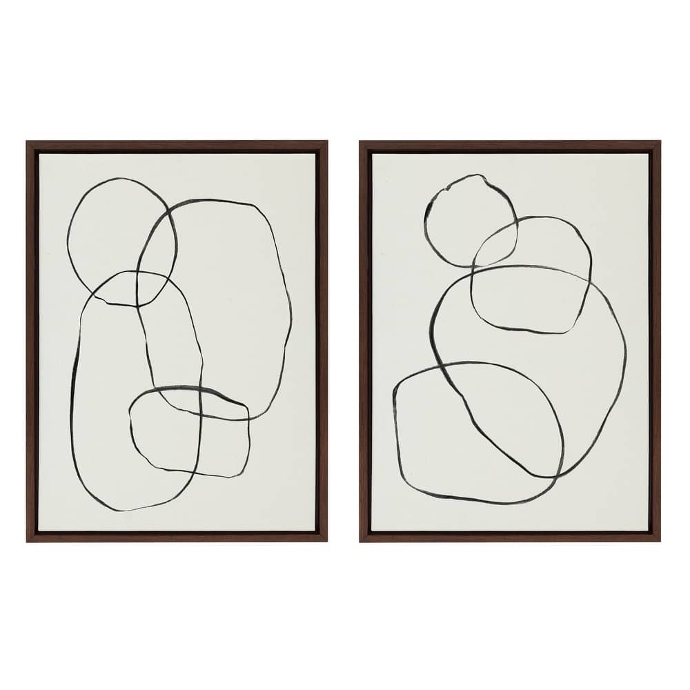 Kate and Laurel Sylvie Modern Circles Framed Canvas Set by Teju Reval