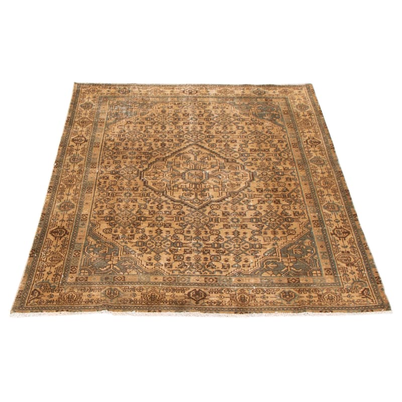 ECARPETGALLERY Hand-knotted Antalya Vintage Khaki Wool Rug - 5'1 x 6'10