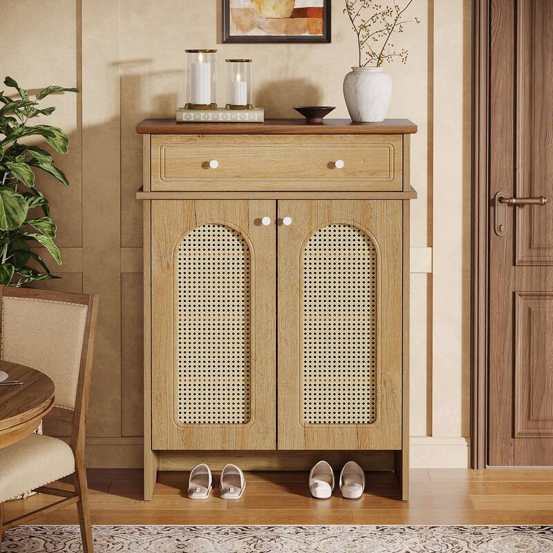 Shoe Cabinet with Doors, 6-Tier Shoe Rack with Drawer, Adjustable Shelves