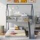 preview thumbnail 4 of 24, House Bunk Bed with Slide and Built-in Ladder Grey