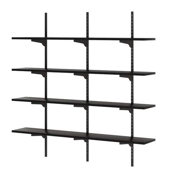 Wallniture Turin 48" Black Floating Wall Shelf with Adjustable Brackets, Hanging Shelves, Wall Mounted, Boho Decor, Tier Options