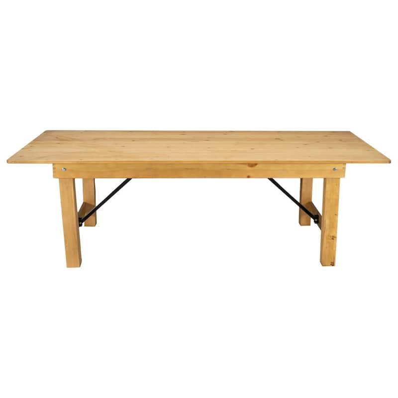 8' x 40" Rectangular Antique Rustic Solid Pine Folding Farm Table - 96"D x 40"W x 30"H