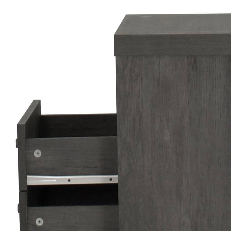 2-Drawer Nightstand with Mid-Century Design, Faux Wood Frame, and Rubberwood Legs, Storage Shelf