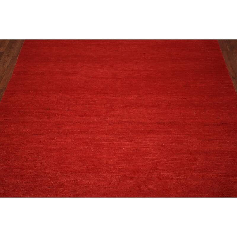 Modern Red Gabbeh Oriental Area Rug Handmade Wool Carpet - 5'5" x 7'5"