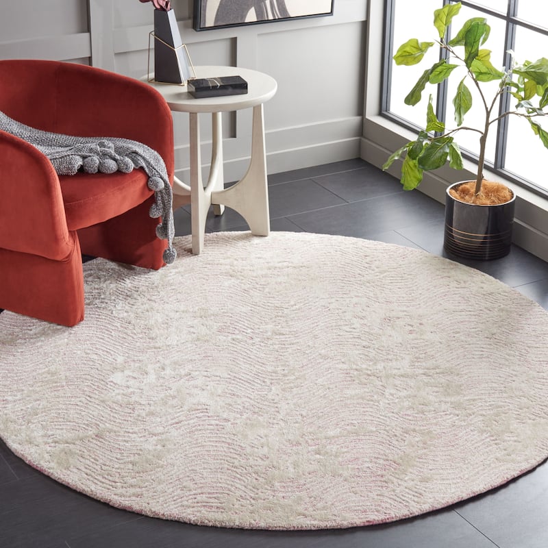 SAFAVIEH Handmade Glamour Zauresh Modern Wool Rug - 6' Round - Pink/Ivory