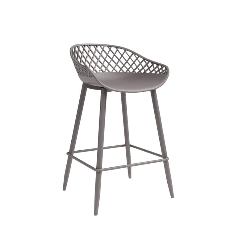 Jamesdar Kurv Mid-Century Modern Low-Back Counter Stool, Set of 2, Indoor/Outdoor - Set of 2