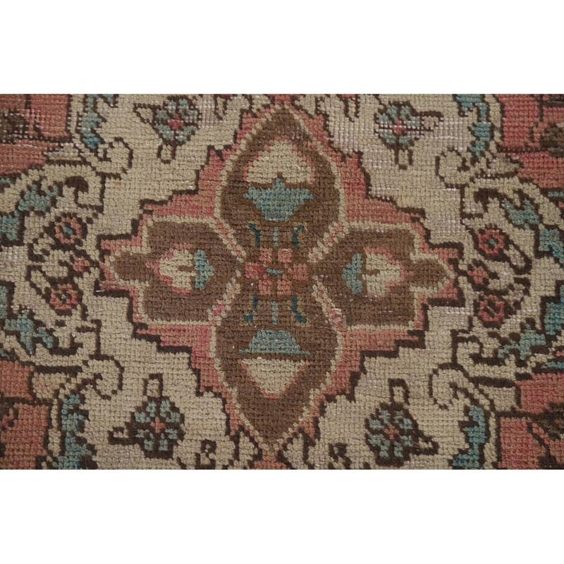 Hand Knotted Oriental 100% Wool Carpet Traditional Floral Brown Tabriz Area Rug - 9' 4'' X 5' 11''