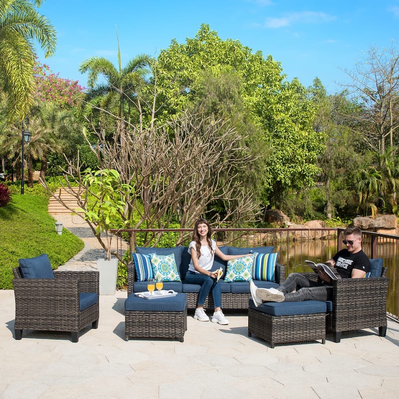 OVIOS 5-piece Patio Furniture Wicker Outdoor High-back Seating Set