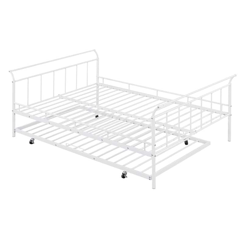 HomeRoots White Metal Full Day Bed With Trundle