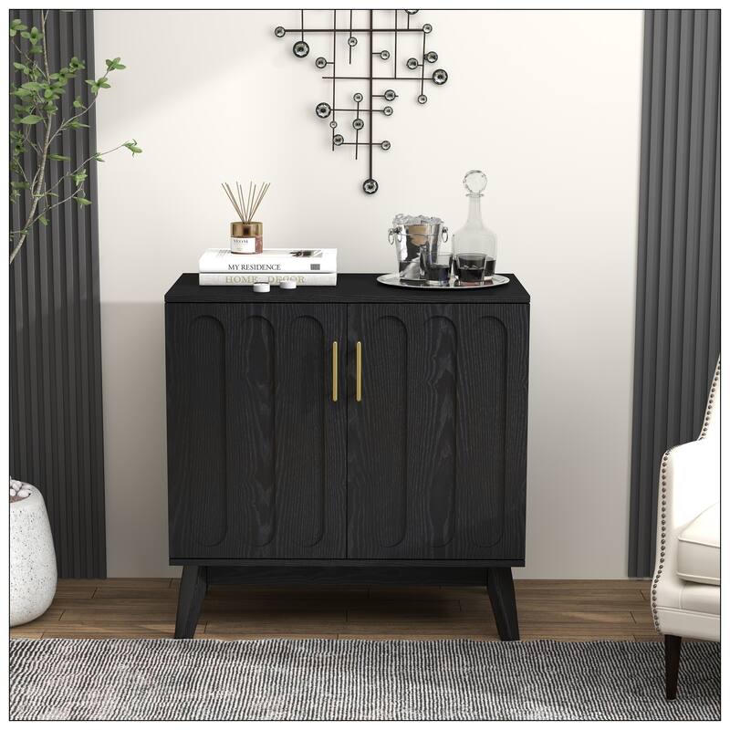 Mid Century Modern Fluted Sideboard Cabinet with Adjustable Shelves