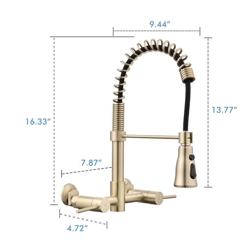 Dornberg Wall Mounted Pull Down Bridge Kitchen Faucet