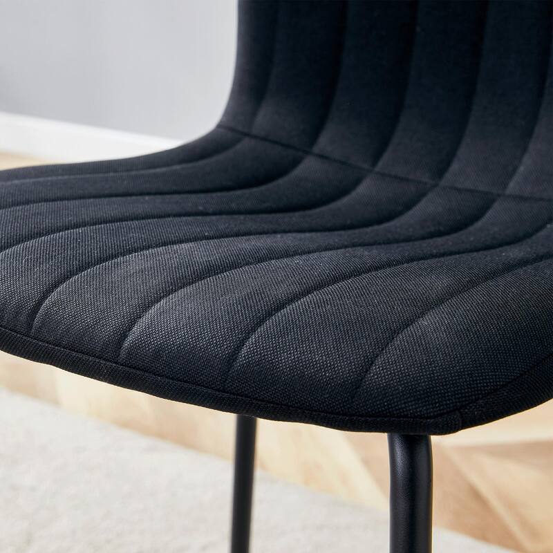 Modern 4 Piece Linen Dining Chair Set with Backrest, Metal Legs, Upholstered for Dining Room Kitchen Bedroom Living Room