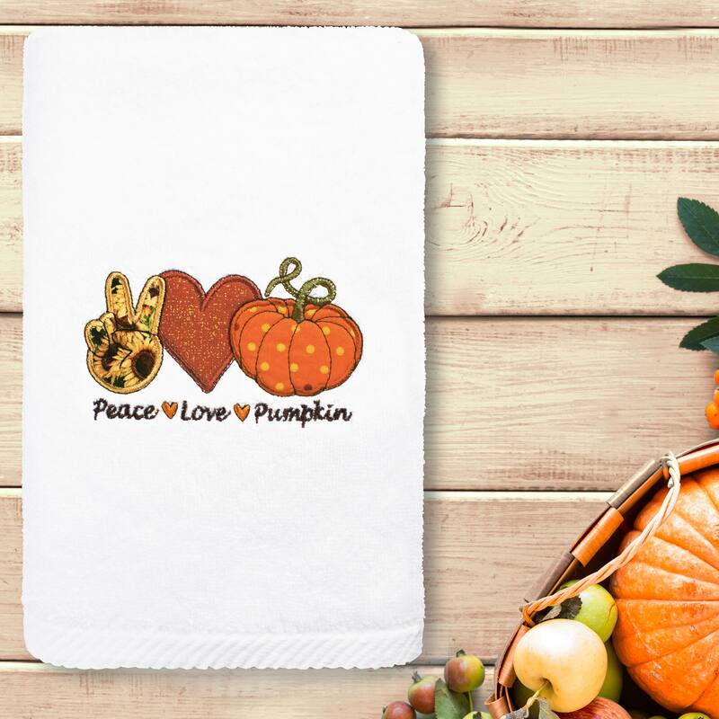 Authentic Hotel and Spa Peace*Love*Pumpkin - Embroidered Luxury 100% Turkish Cotton Hand Towel