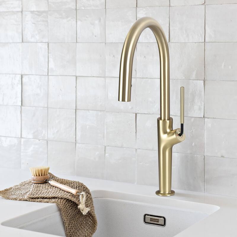 Single Handle Kitchen Faucet with Pull Down Sprayer Brass 1 Hole Brass Pull Down Kitchen Sink Faucets