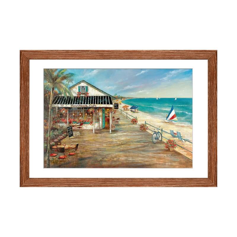 iCanvas "Boardwalk Cafe" by Ruane Manning - Walnut - 16x24x1