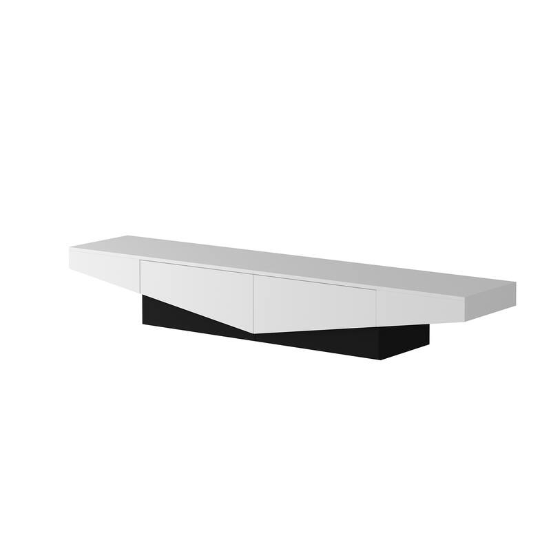 Black&White color scheme TV Cabinet,Entertainment center with 2Drawers - 78.7"W