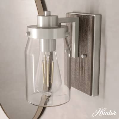 Hunter Devon Park 1-Light Wall Sconce, Rustic, Modern Farmhouse, Damp-Rated