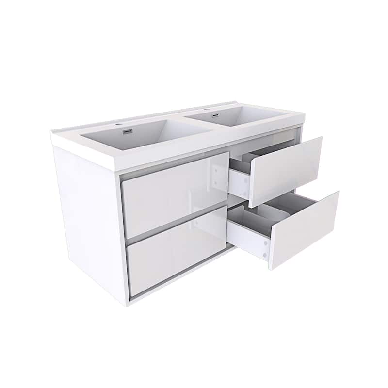 Sage 48" wall mounted bathroom vanity with double basin acrylic top