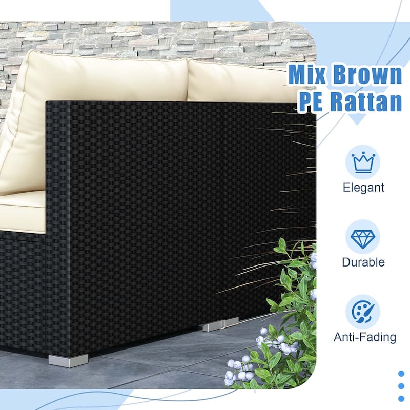 Costway 5 Piece Outdoor Furniture Set with Seat & Back Cushions Acacia - See Details