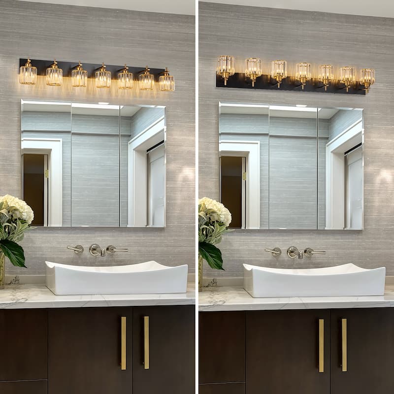 Mid-Century Modern Dimmable Bathroom Vanity Light Crystal Glass Wall Sconce