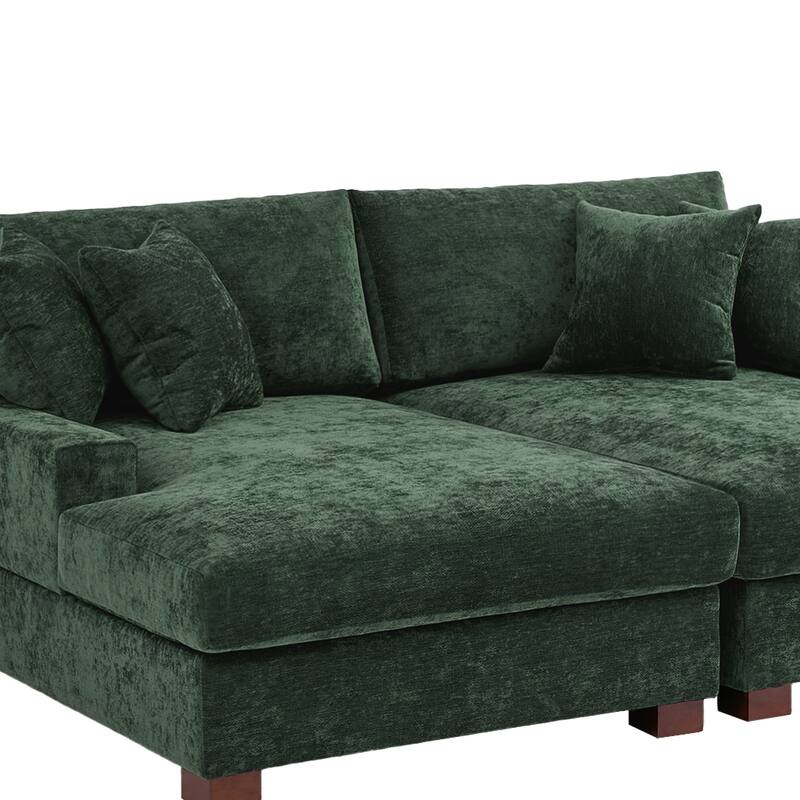 Oversized Chenille Modular Sectional Sofa With Deep Seat