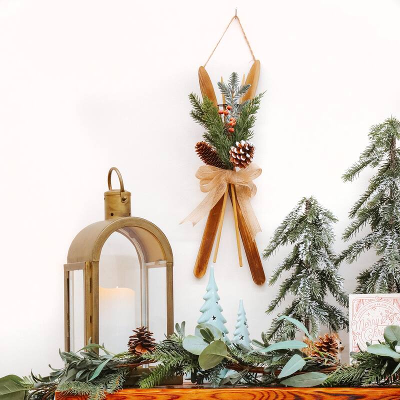 National Tree Company 17 in. Holiday Skis Floral Wall Décor - 17 in