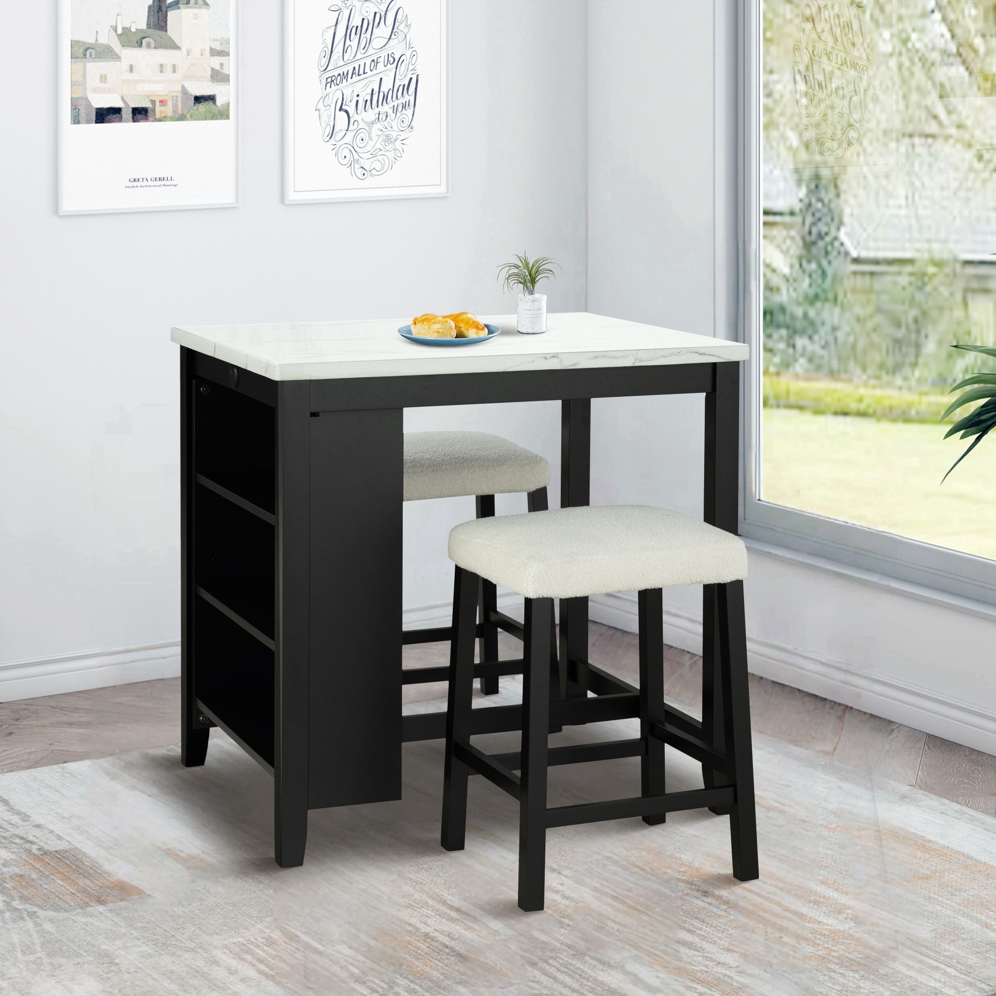 Breakfast Nook Tall Black Table And Chairs Black Bar Table And