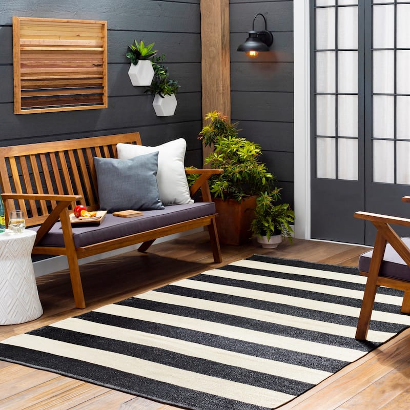 Jonas Hand Woven Casual Stripe Indoor/Outdoor Area Rug