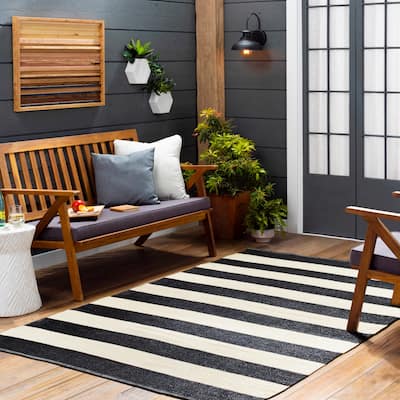 Jonas Hand Woven Casual Stripe Indoor/Outdoor Area Rug