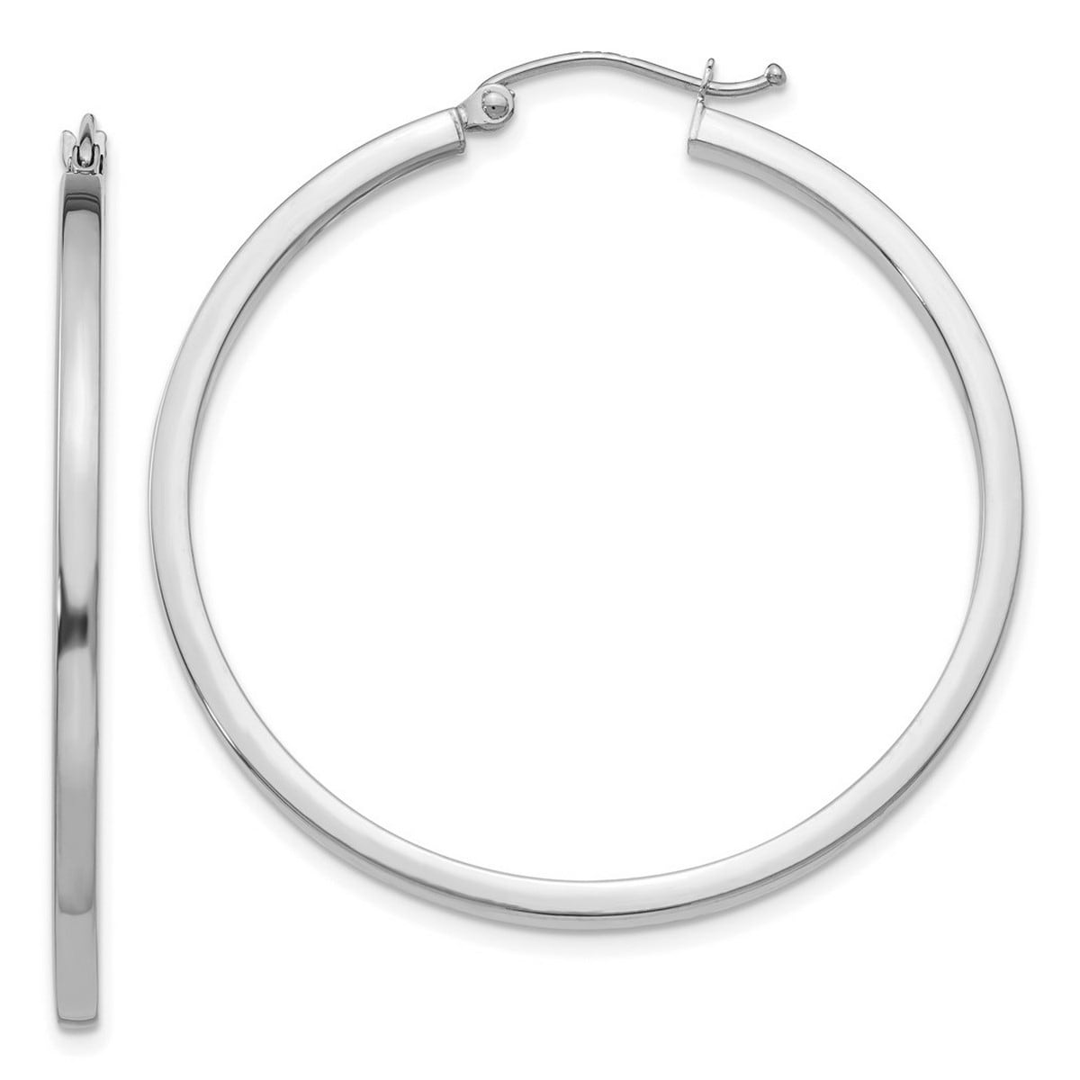 Curata 10k White Gold 2mm Square Tube Hoop Earrings - 20mm 25mm 30mm 35mm 40mm 45mm