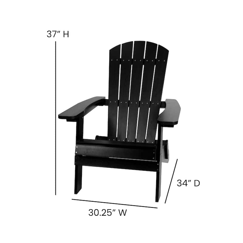 Set of 2 Indoor/Outdoor Folding Adirondack Chairs with Side Table - 34"D x 30.25"W x 37"H