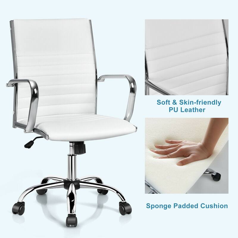 Gymax PU Leather Office Chair High Back Conference Task Chair