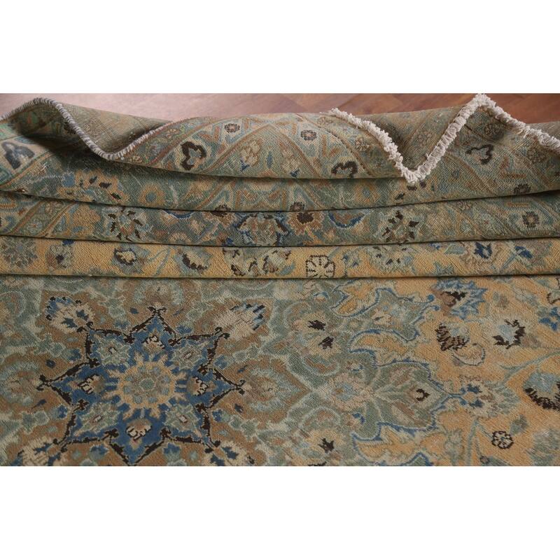 Hand Knotted Oriental 100% Wool Carpet Traditional Floral Oranges & Rust Mashad Area Rug - 10' 10'' X 9' 4''