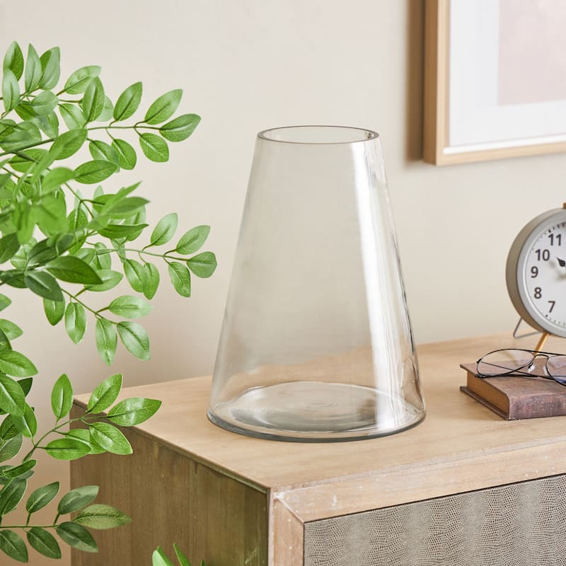 Glass Cone Shaped Vase - Clear - Roche River Decor