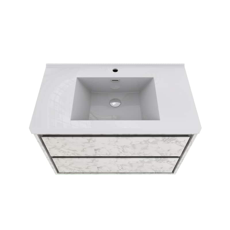 Sage 36" wall mounted bathroom vanity with single basin acrylic top