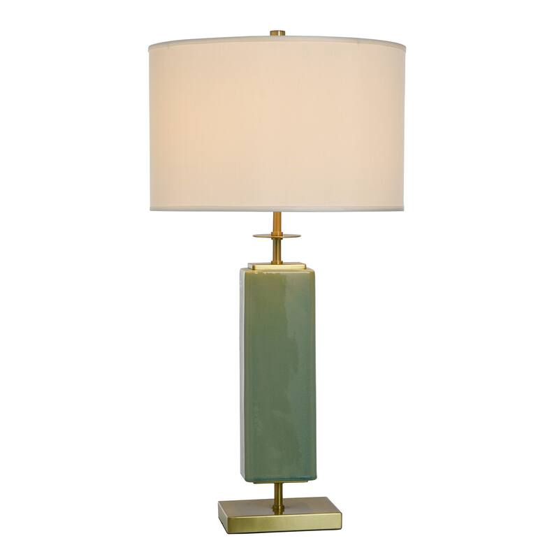 Dann Foley Lifestyle - Table Lamp - Melon Green Crackled And Glazed Finish - White Shade