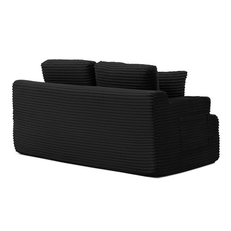 66.5'' Boneless Sofa Couch with 2 Pillows, 2 Seater Sofa Couch Upholstered Loveseat with Side Pocket