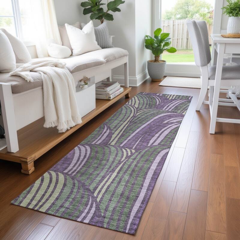 Machine Washable Indoor/ Outdoor Modern Parsons Chantille Rug