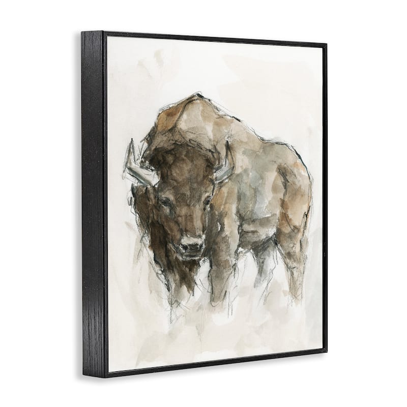Stupell Western American Buffalo Brown Country Animal Framed Giclee Texturized Art by Ethan Harper