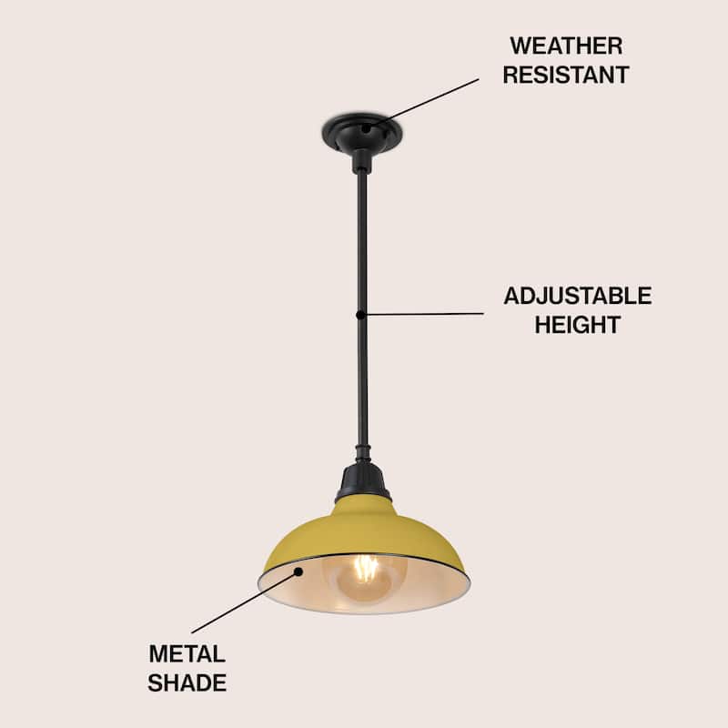 12.25" 1-Light Indoor/Outdoor Iron LED Pendant, by JONATHAN Y - 12.25
