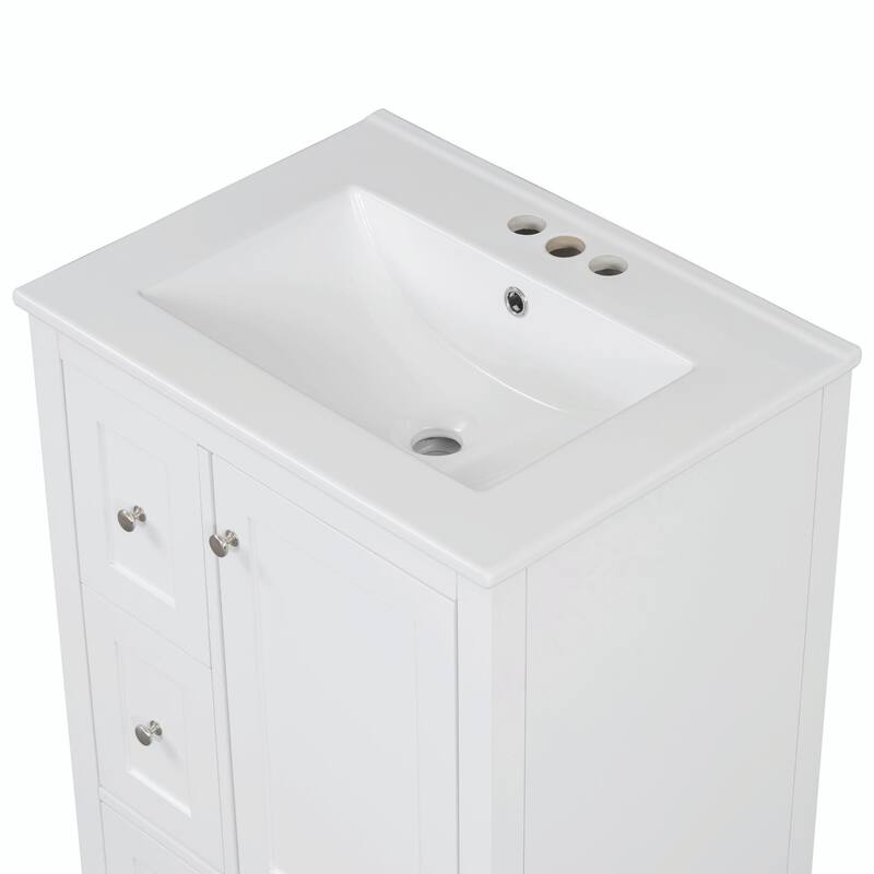 24-Inch Bathroom Vanity with Storage, Adjustable Shelf, Removable Dividers