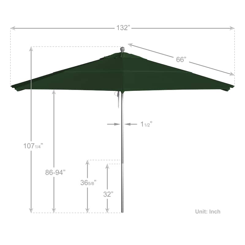 California Umbrella 11' Venture Series Patio Umbrella Silver Aluminum Pole Fiberglass Ribs Pulley Lift Pacifica