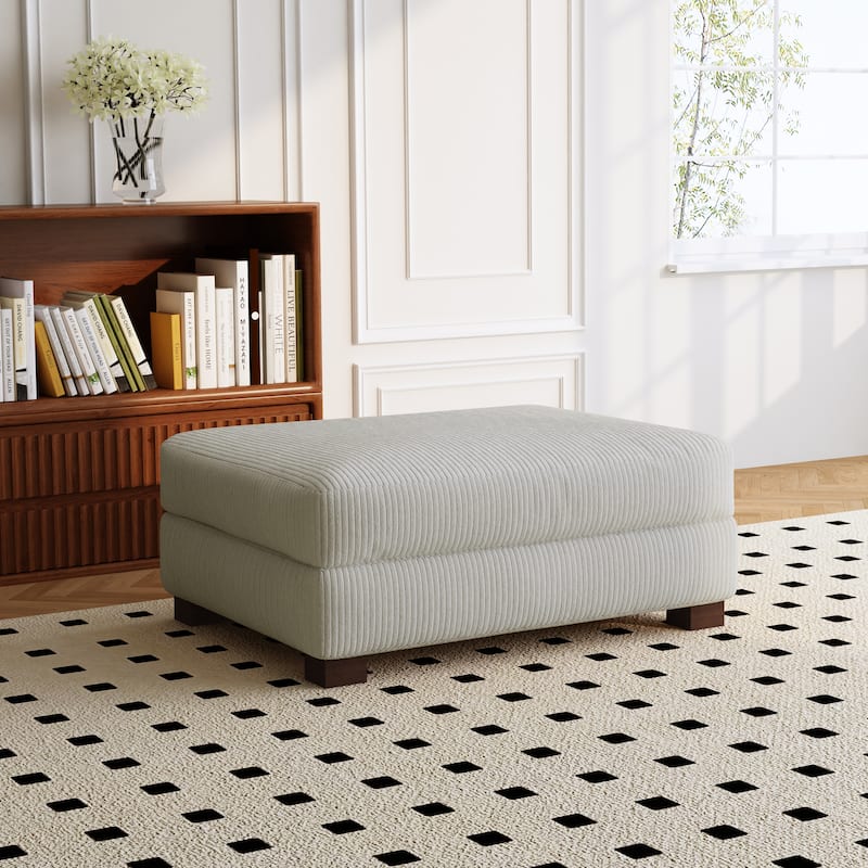 Sofa Corduroy Ottoman with Soild Wood - Sea Salt Grey