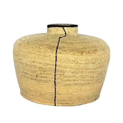 Seagrass Vase Top Accent Basket - 13" - Beige and Black
