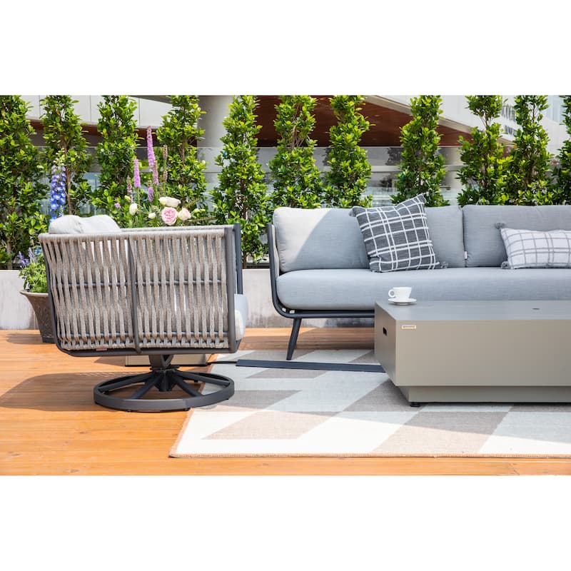 Elementi Milano Outdoor Aluminum Swivel Chair with Sunbrella® Cushions