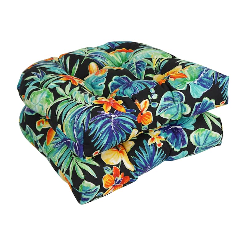 19-inch Rounded Back Indoor/Outdoor Chair Cushions (Set of 2) - 19" x 19" - Beachcrest Caviar