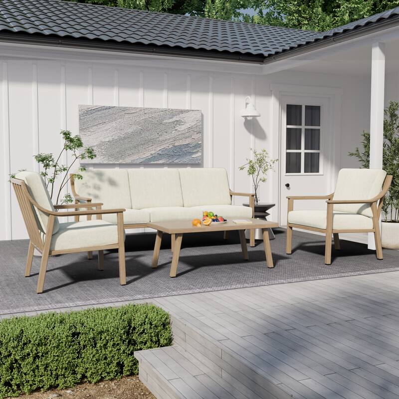 3-Seat Outdoor Aluminum Patio Sofa With Cushions