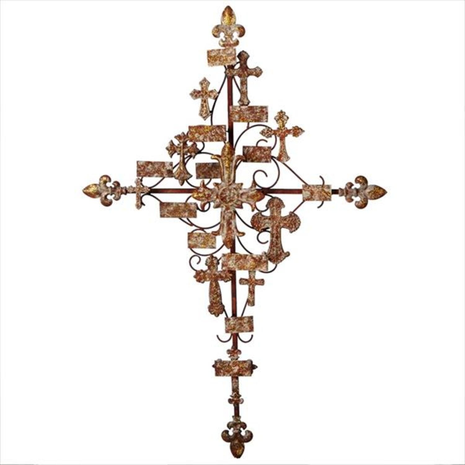 Shop 40 Distressed Golden Patina Cross Collage Religious Wall
