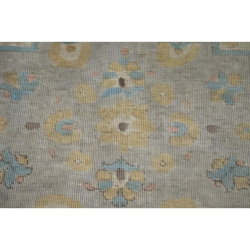 Hand Knotted Oriental 100% Wool Carpet Traditional Medallion Greys & Charcoal Tabriz Area Rug - 12' 2'' X 9' 8''